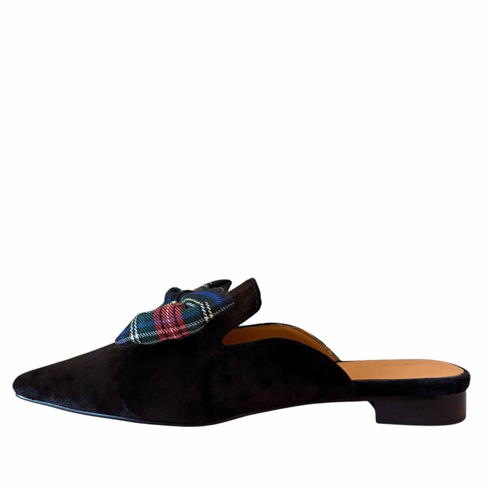 INTENTIONALLY BLANK Tartan Black Velvet Picadeli Plaid Bow Mules Size 6 New - Picture 4 of 16